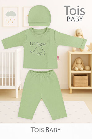 Tois Baby 3 lü Avantajlı Set Hediyelik Organik Hastahane Çıkışı Bebek Takımı 0-3 Ay