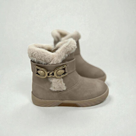 KIZ ÇOCUK TOKALI KAYMAZ TABAN TÜYLÜ BEJ BOT 