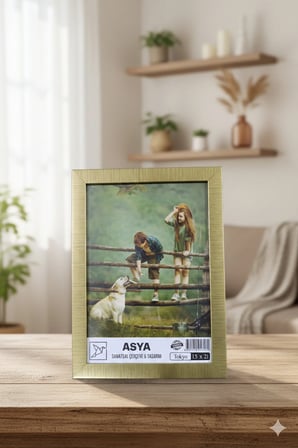 Dekoratif Tokyo 15x21 Ayaklı Camlı Gold Plastik Fotoğraf Çerçevesi