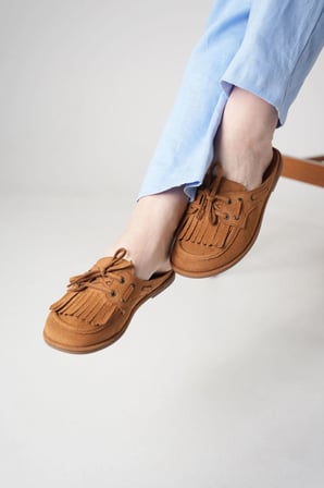 Süet Loafer Terlik Püsküllü Bağcıklı Günlük Makosen Mule Sabo Terlik