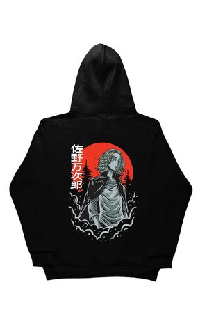 Lenithra Tokyo Revengers Mikey Anime Sırt Baskılı Unisex Oversize Hoodie Siyah / XL