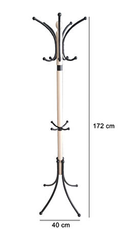 TOLUNAY Portmanto Ayaklı Askılık - Boyalı Metal Yonca Model Akça