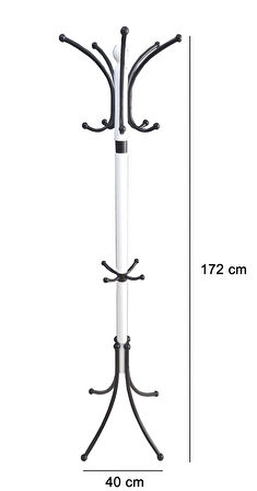 TOLUNAY Portmanto Ayaklı Askılık - Boyalı Metal Yonca Model Beyaz