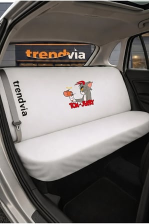 Tom ve Jerry Logolu Oto Koltuk Kılıfı Ön Arka Set – Penye Likralı Universal Koltuk Koruyucu Servis Kılıfı