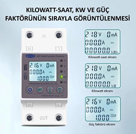 TOMZN Kaçak Akım Koruma Rölesi ve Yüksek Voltaj ve Akım Koruyucu Röle 63A Devrim Niteliğinde Yenilik