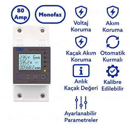 Tomzn Kaçak Akım Koruma Rölesi Ve Yüksek Voltaj Ve Akım Koruyucu Röle 80A Devrimsel Yenilik