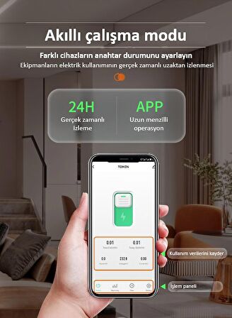 TOMZN Akıllı Voltaj ve Akım Koruma Rölesi, WiFi Özellikli Dahili Enerji Ölçer ve Ampermetre 63A