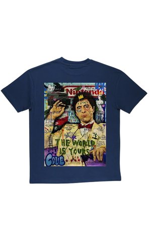 Lenithra Tony Montana Sırt Baskılı Unisex Oversize T-shirt Füme / L