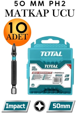 10'lu Ph2 Bits Uç Seti 50mm S2 Çelik Mıknatıslı Yıldız Vidalama Ucu 5 cm Matkap Uçları Vida Sökme Takma