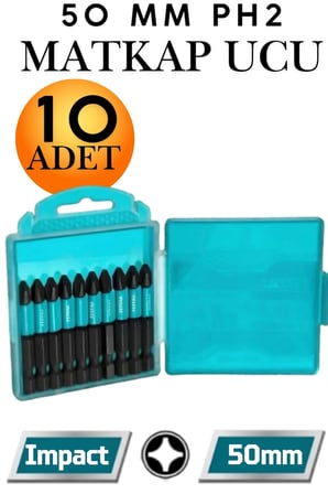 10'lu Ph2 Bits Uç Seti 50mm S2 Çelik Mıknatıslı Yıldız Vidalama Ucu 5 cm Matkap Uçları Vida Sökme Takma