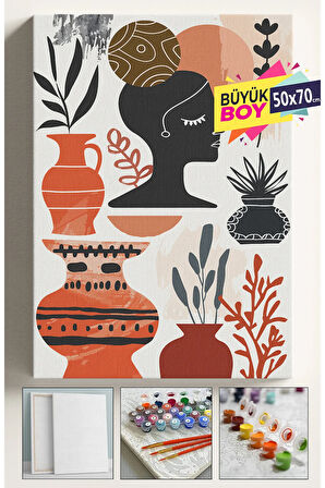 Sayılarla Boyama Seti Numaralı Tuval Fırça Boya Dahil Kasnaklı Set 50x70 Cm - TOPUZ KADIN