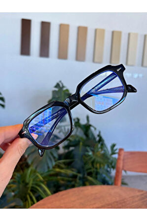 Tor Köşeli Siyah Unisex Kadın Erkek Mavi Işık korumalı Gözlük Cam değişir