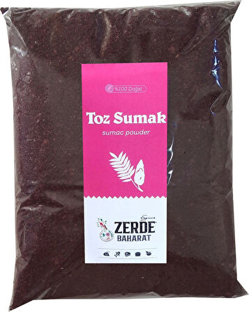 Zerde Baharat Toz Sumak, 1kg, Salatalara Ekşi ve Ferah Lezzet Katan Doğal Baharat, Sumac, İnce Öğütülmüş Sumak