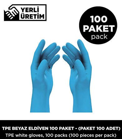 Tpe Mavi Eldiven 100 Paket - (Paket 100 Adet)