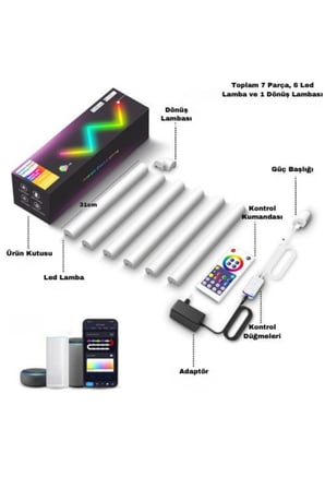Tüp Led Birleştirilebilir RGB-IC Telefon ve Kumanda Kontrollü
