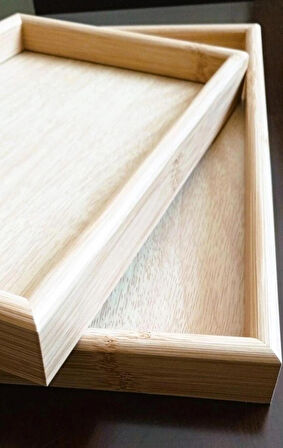 2'li Lüx Bambu Ahşap Tepsi Seti (25 x 35) & (20 x 30)