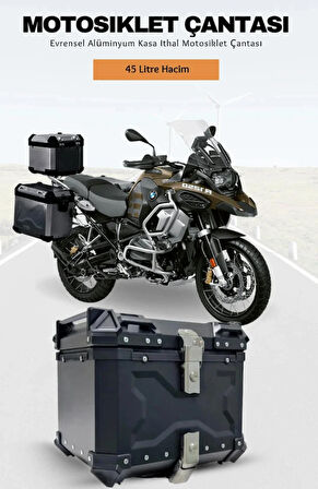 Universal Alüminyum Kasa Ithal Motosiklet Çantası Tpx45b Motor Çantası 45 Lt Siyah