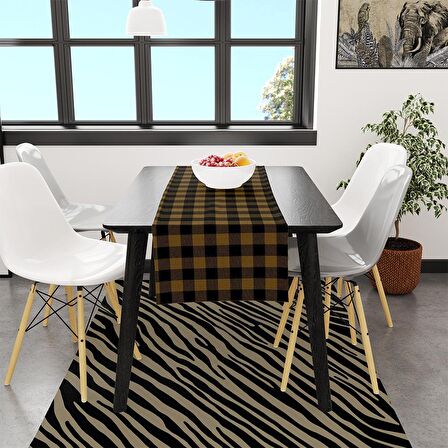 Adawall Sarı - Siyah Kare Runner 140x45CM