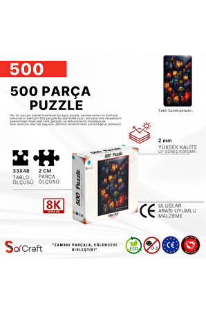 500 Parça Puzzle Renkli Evler