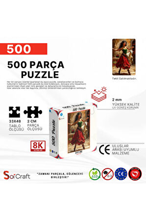500 Parça Puzzle Gypsy Dans Kırmızı Etekli Kadın