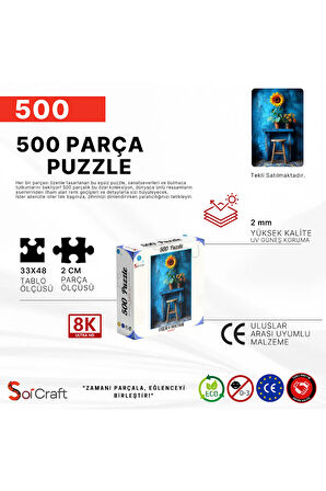 500 Parça Puzzle Ayçiçeği ve Papatya Sanatsal