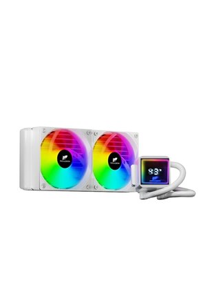 TR240 ARGB Sıvı Soğutucu Dijital Derece Göstergeli İşlemci Soğutucu Fan (BEYAZ RENK)