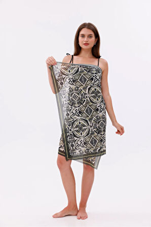 İç Gösterir Transparan Pareo - Etnik Mozaik Model 150x95 Cm