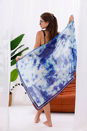 İç Gösterir Transparan Pareo - Gök Mavisi Model 150x95 Cm