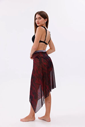 İç Gösterir Transparan Pareo - Kırmızı Sis Model 150x95 Cm