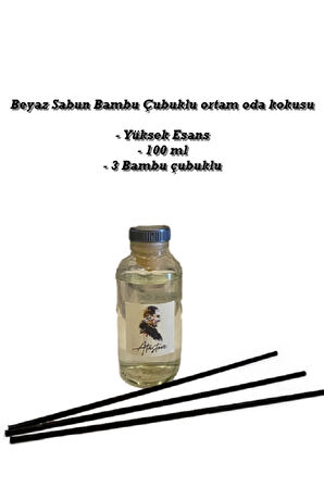 Beyaz Sabun Yüksek Esans 100 Ml Bambu Çubuklu Oda Ortam Kokusu