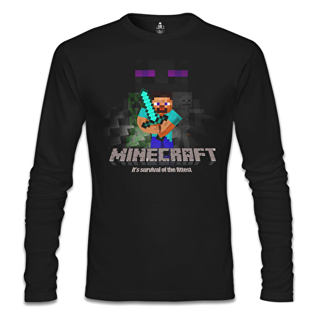 Minecraft - Survival of the Fittest Siyah Erkek Sweatshirt