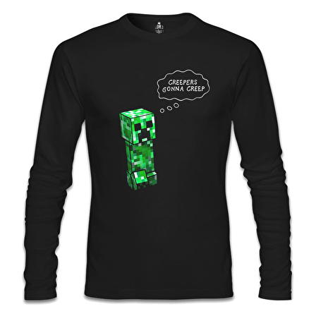 Minecraft - Creepers Gonna Creep Siyah Erkek Sweatshirt