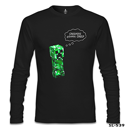 Minecraft - Creepers Gonna Creep Siyah Erkek Sweatshirt
