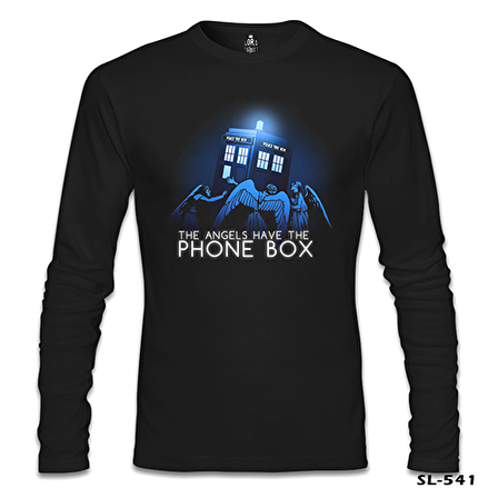 Doctor Who - Angels Have The Phone Box Siyah Erkek Sweatshirt