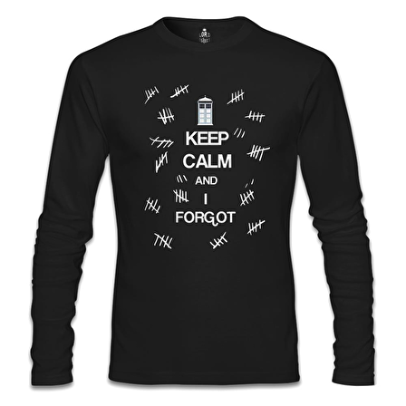 Doctor Who - Keep Calm and i Forgot Siyah Erkek Sweatshirt