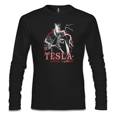 Tesla - God of Thunder Siyah Erkek Sweatshirt