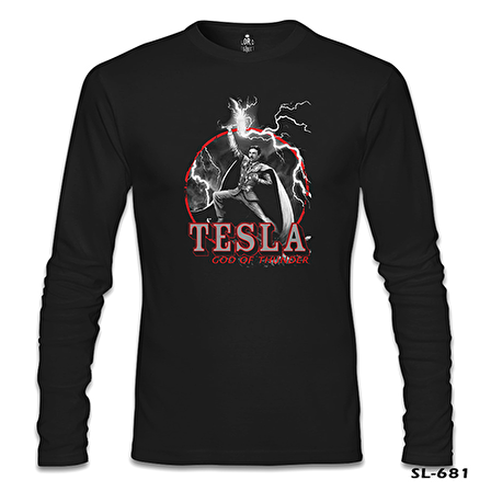 Tesla - God of Thunder Siyah Erkek Sweatshirt