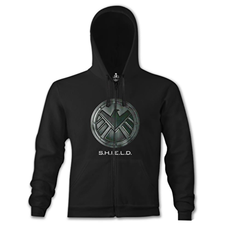 S.H.I.E.L.D Siyah Erkek Kapşonlu