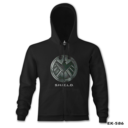 S.H.I.E.L.D Siyah Erkek Kapşonlu