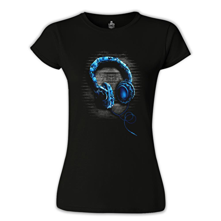 Headphone Siyah Bayan Tshirt