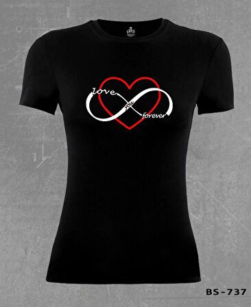 Love You Forever Siyah Bayan Tshirt