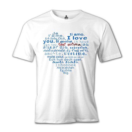 Her Dilde Seni Seviyorum Beyaz Erkek Tshirt