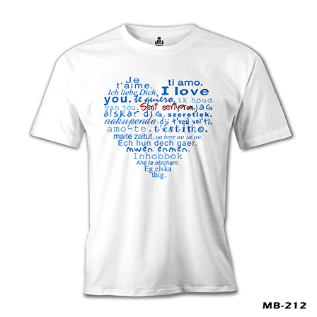 Her Dilde Seni Seviyorum Beyaz Erkek Tshirt