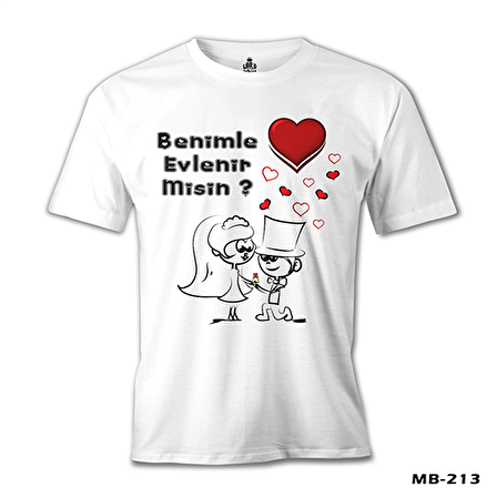 Benimle Evlenir misin? Beyaz Erkek Tshirt