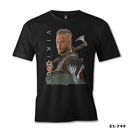Vikings - Ragnar Siyah Erkek Tshirt