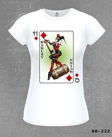 Harley Quinn - HQ Beyaz Bayan Tshirt