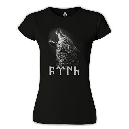 Türk Kurt Siyah Bayan Tshirt