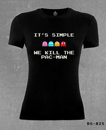 We Kill the Pac-Man Siyah Kadın Tshirt