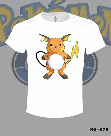 Pokemon - Raichu Beyaz Erkek Tshirt
