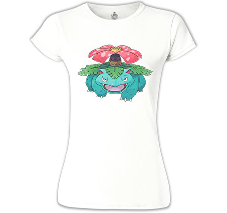 Pokemon - Venusaur Beyaz Bayan Tshirt